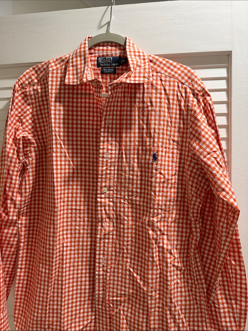 Polo by Ralph Lauren Orange and White Gingham Button-Down Shirt